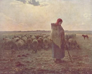 Fille gardant les moutons
